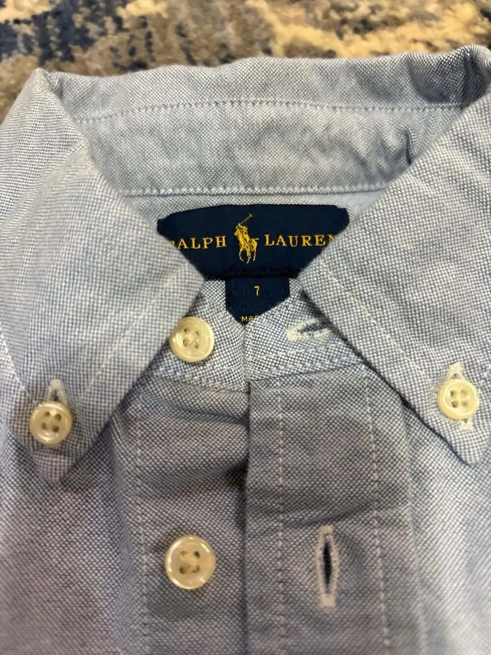 Ralph Lauren Button Down Shirt Size 7 Blue Oxford